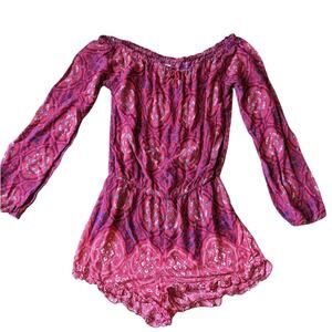 O'Neill long sleeve romper, size Medium, Pink & Blue
